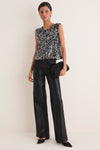 Polo Black Sequin Mesh Knit Sleeveless Tank