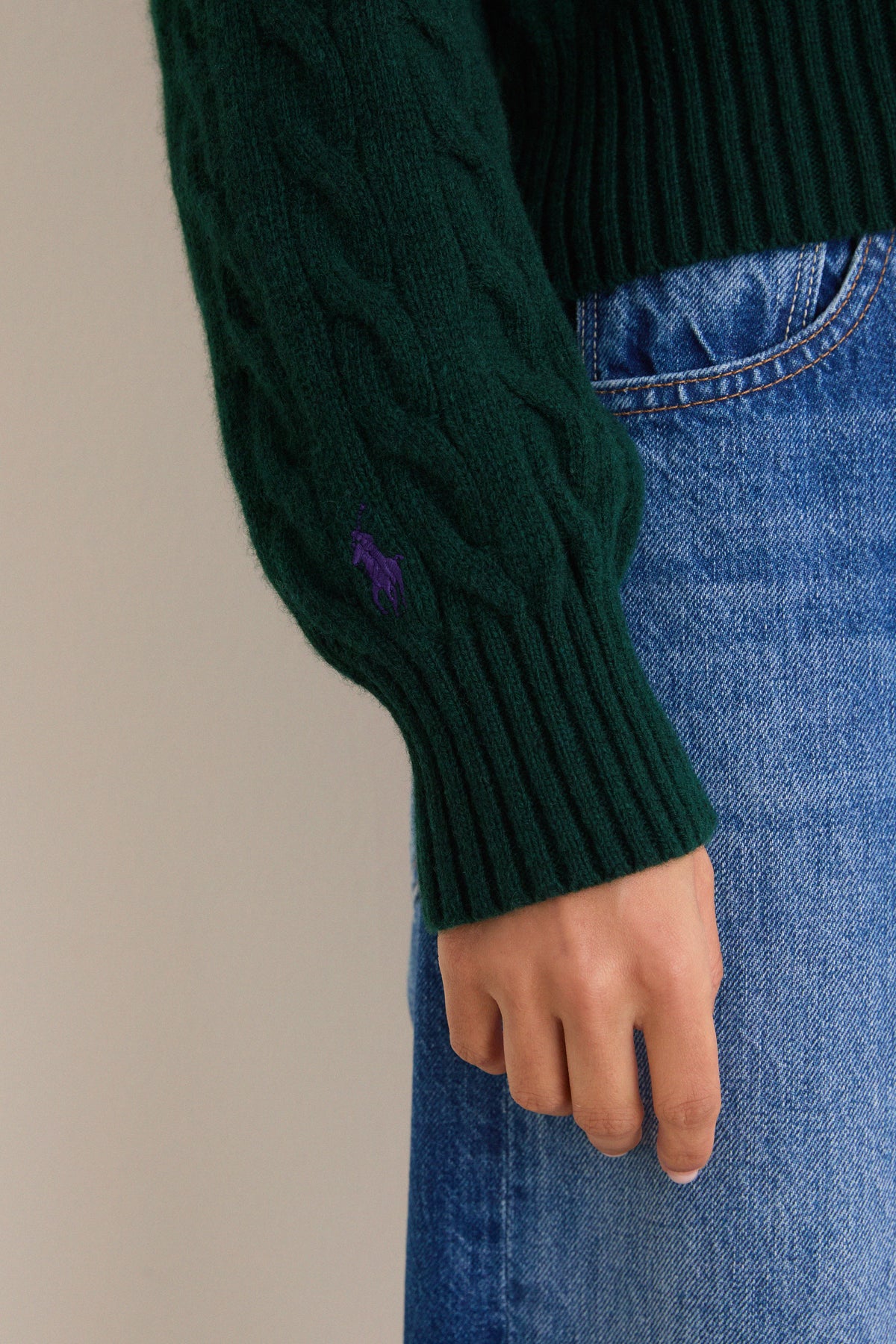 College Green Wool Cashemere Polo Collar Cardigan