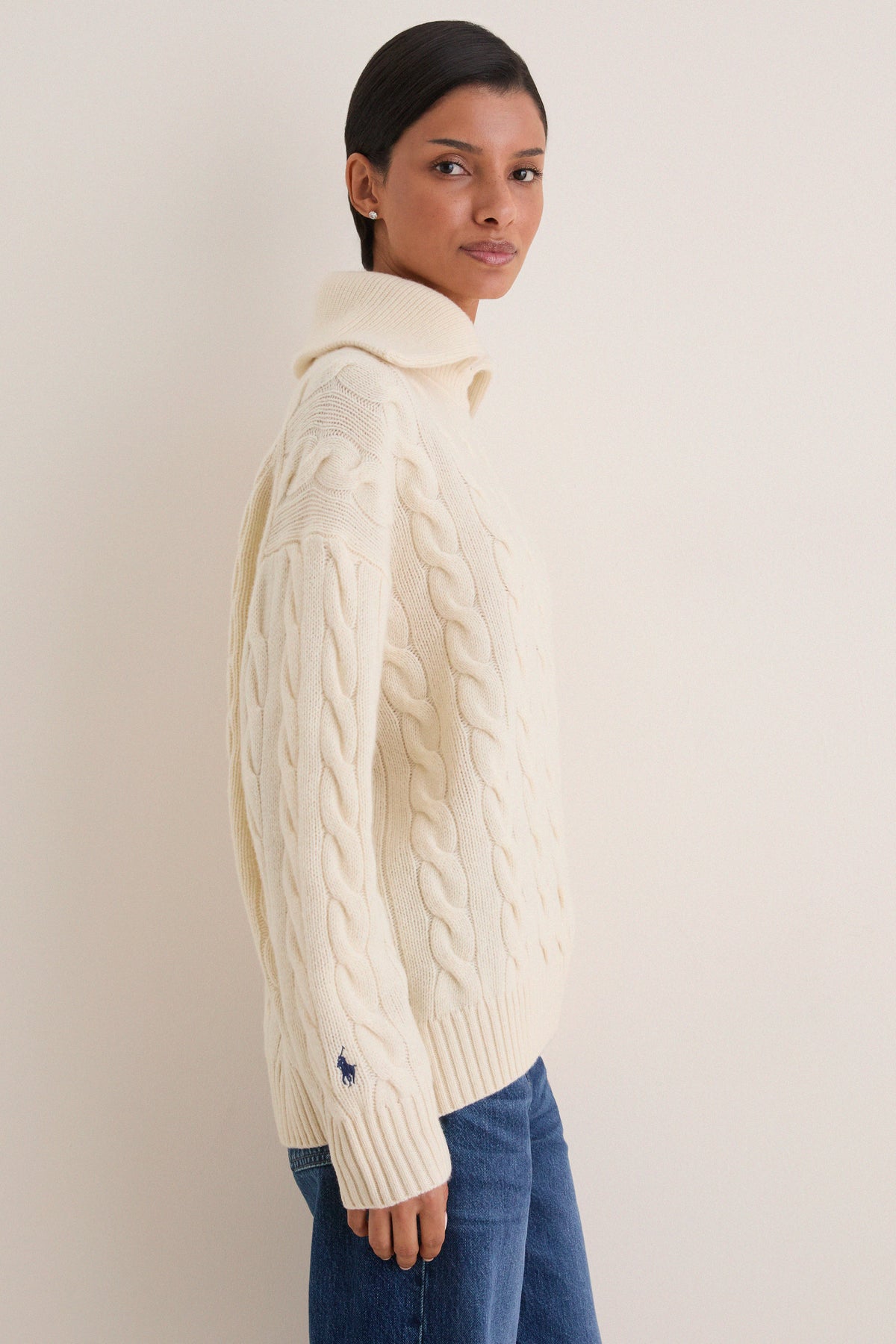 Authentic Cream Long Sleeve Shawl Collar Sweater