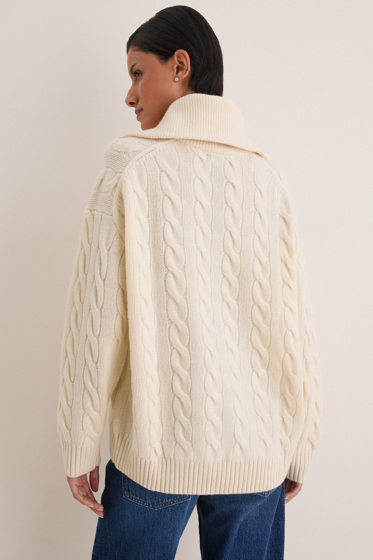 Authentic Cream Long Sleeve Shawl Collar Sweater
