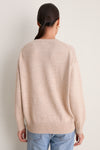 Tan Multi Cotton Long Sleeve Crewneck Sweater