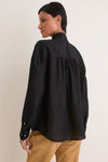 Polo Black Silk Habotai Woven Long Sleeve Collared Shirt