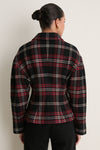 Red Multi Plaid Wool Blend Tweed Woven Blazer