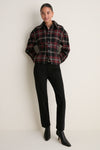Red Multi Plaid Wool Blend Tweed Woven Blazer
