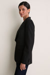 Polo Black Wool Tricotene Woven Blazer