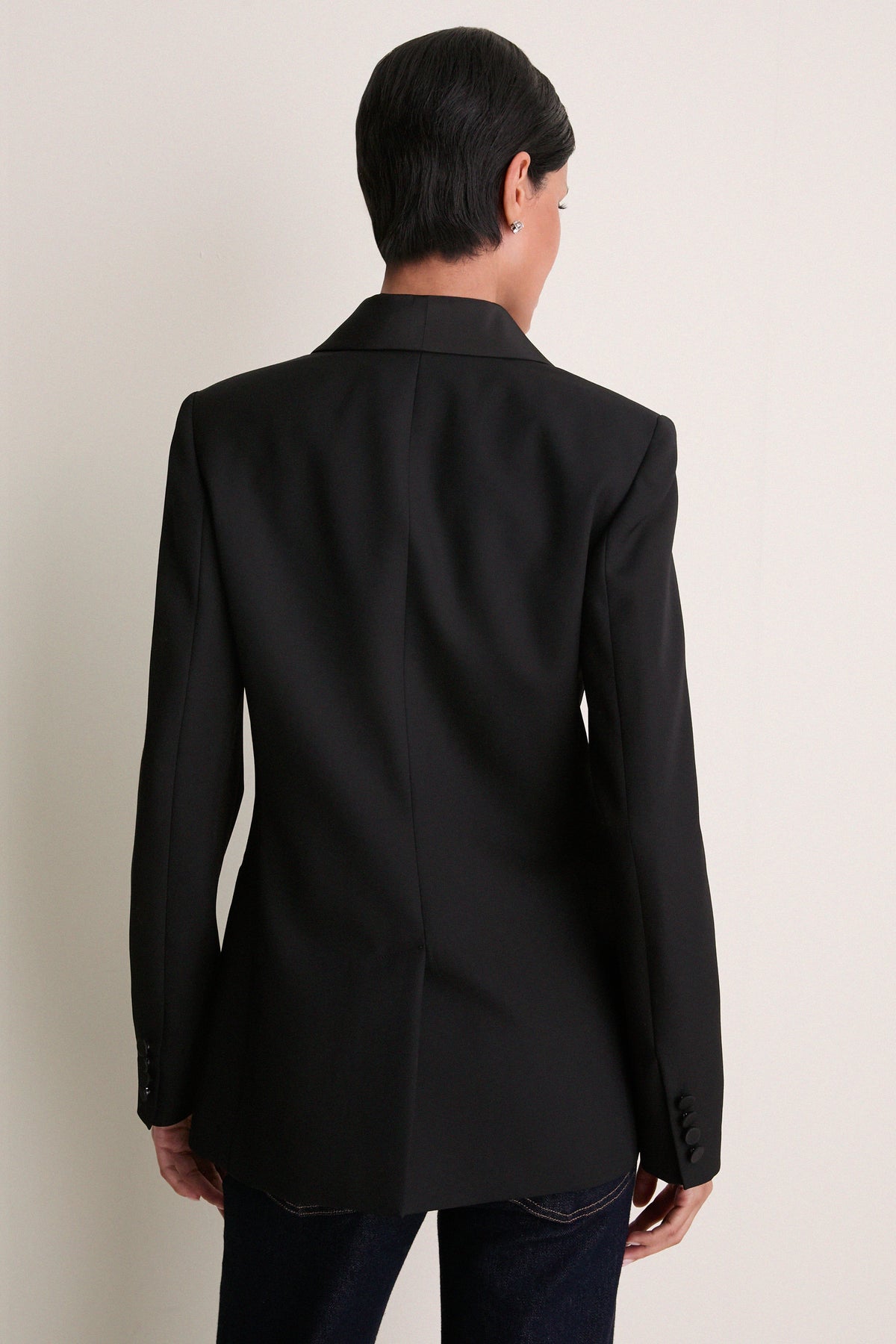 Polo Black Wool Tricotene Woven Blazer