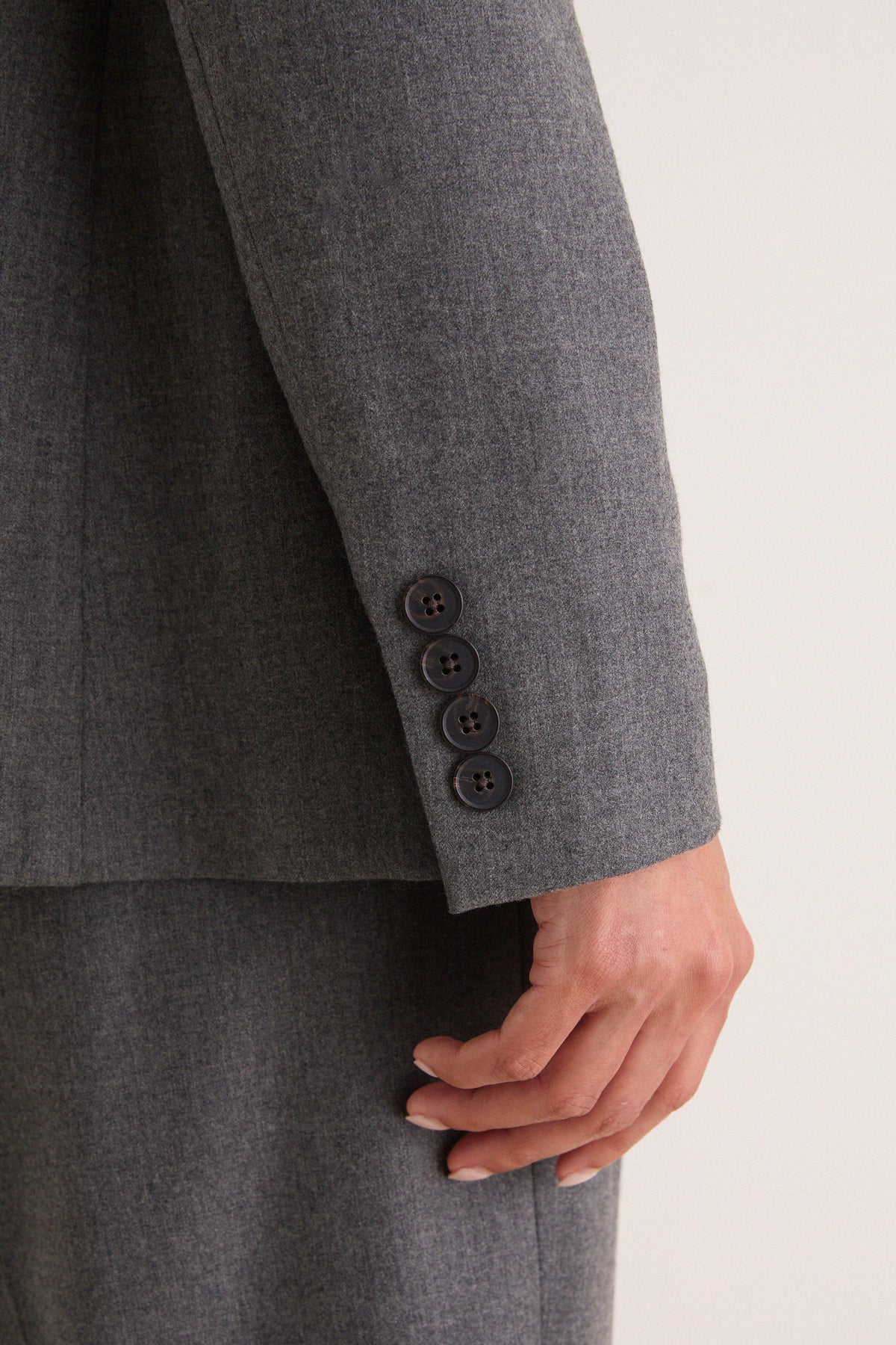 Medium Grey Melange Stretch Woven Blazer
