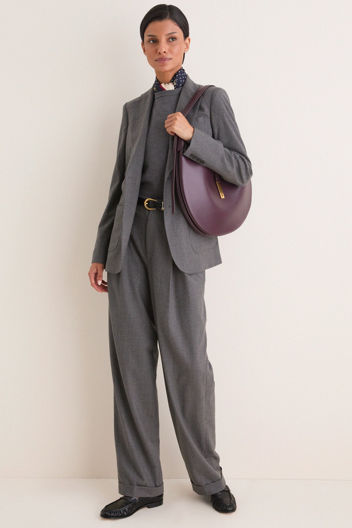 Medium Grey Melange Stretch Woven Blazer