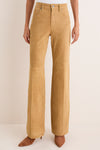 Khaki Grain Back Suede Woven Standard Flare Pants