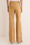 Khaki Grain Back Suede Woven Standard Flare Pants