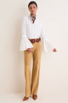 Khaki Grain Back Suede Woven Standard Flare Pants