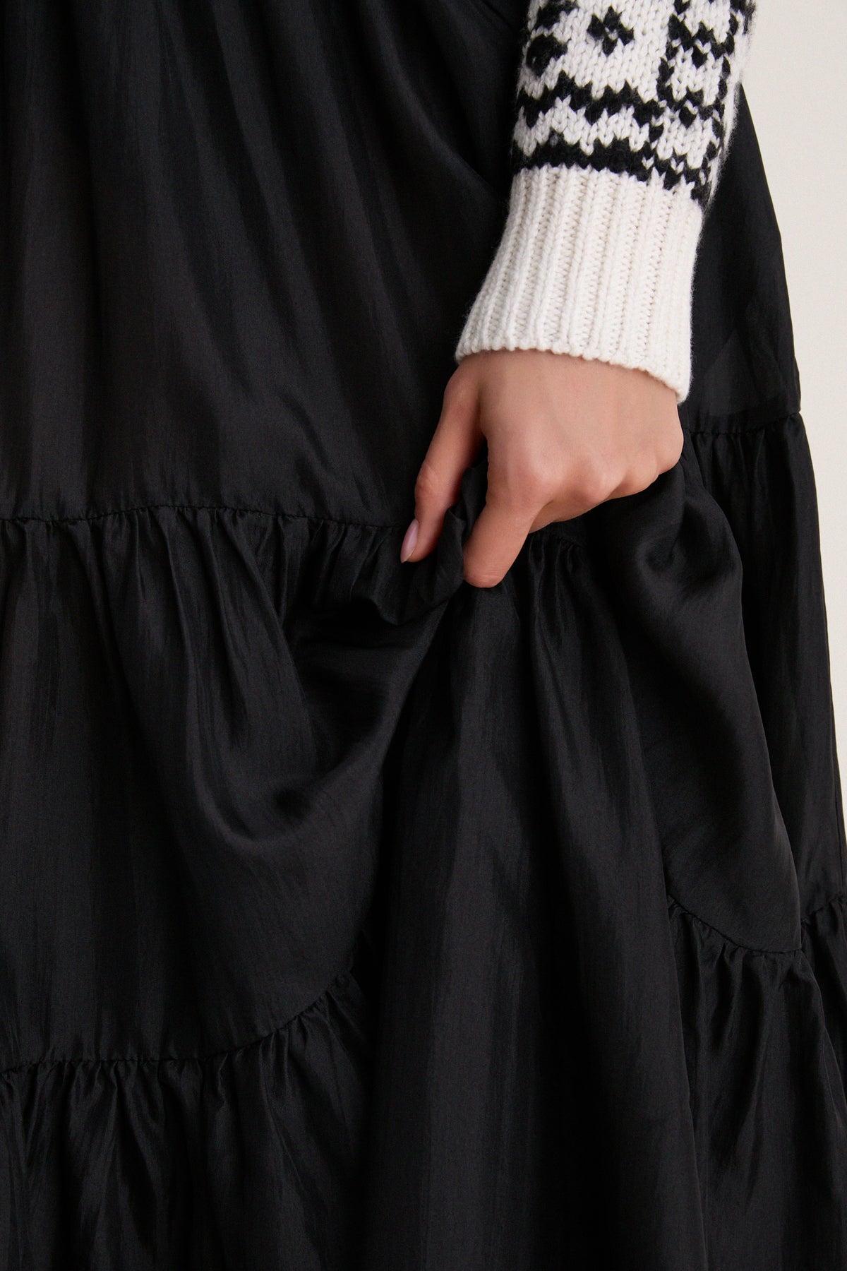 Polo Black Silk Habotai Woven Long Sleeve A-Line Maxi Dress