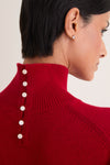 Eaton Red Wool Crepe Woven Long Sleeve Maxi Dress