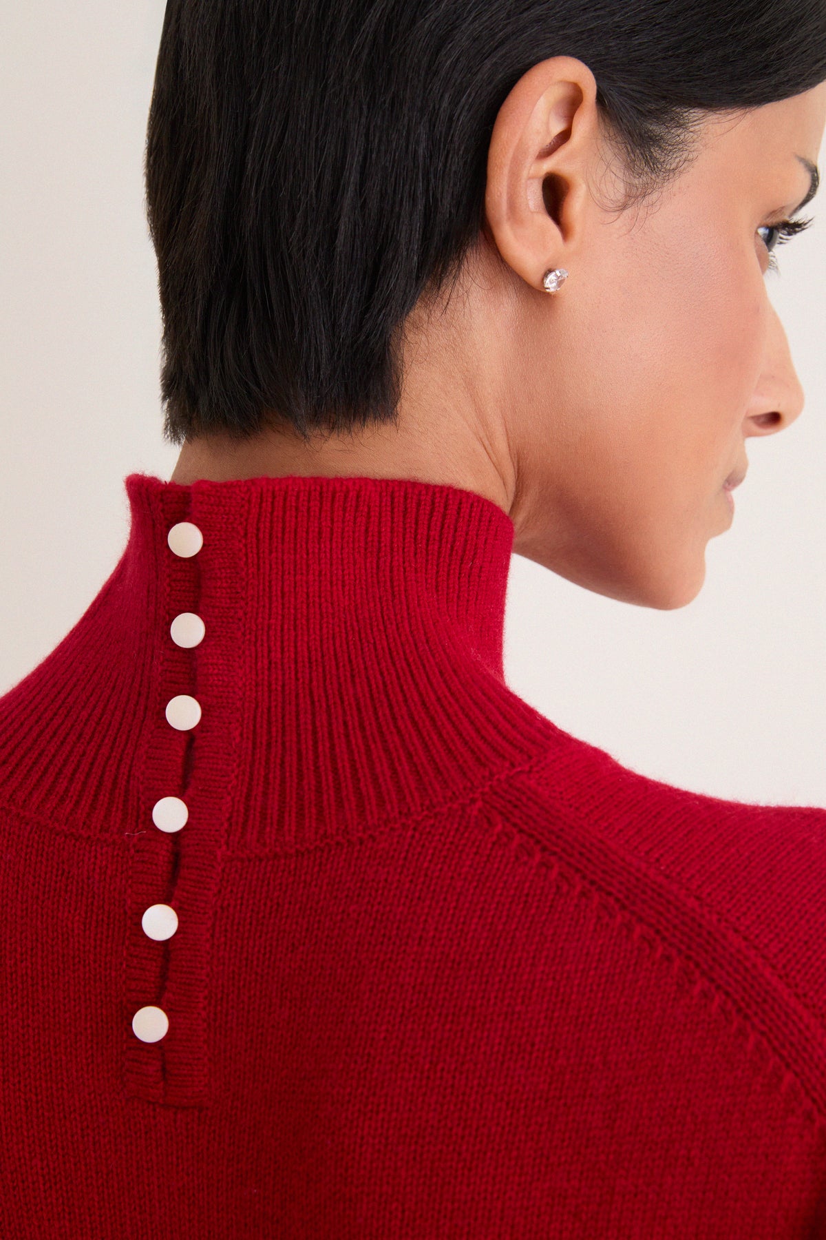 Eaton Red Wool Crepe Woven Long Sleeve Maxi Dress