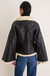 Black and Cream Span Merino Shearling Leather Coat