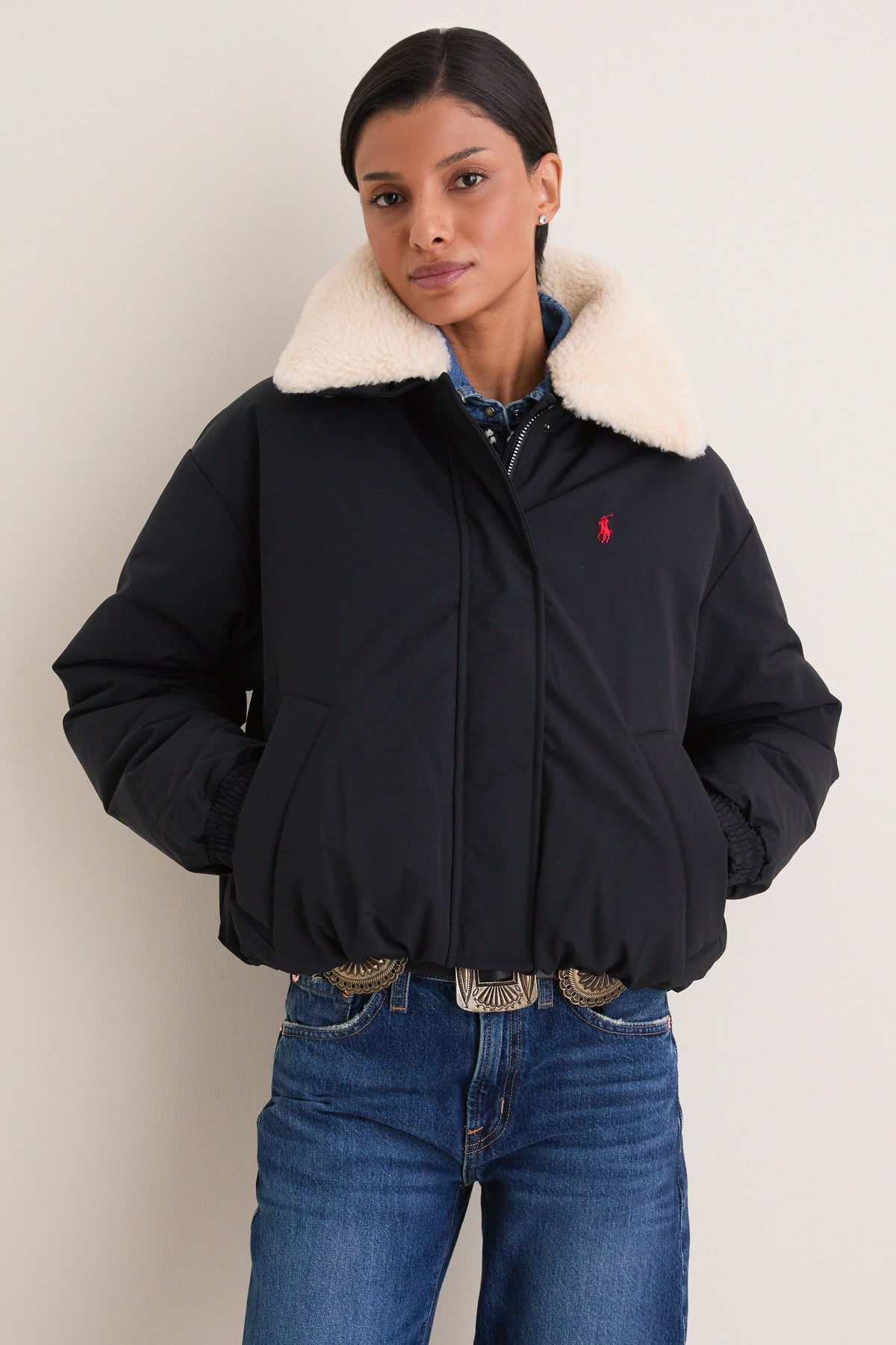 Polo Black Matte Poly Blend Woven Jacket