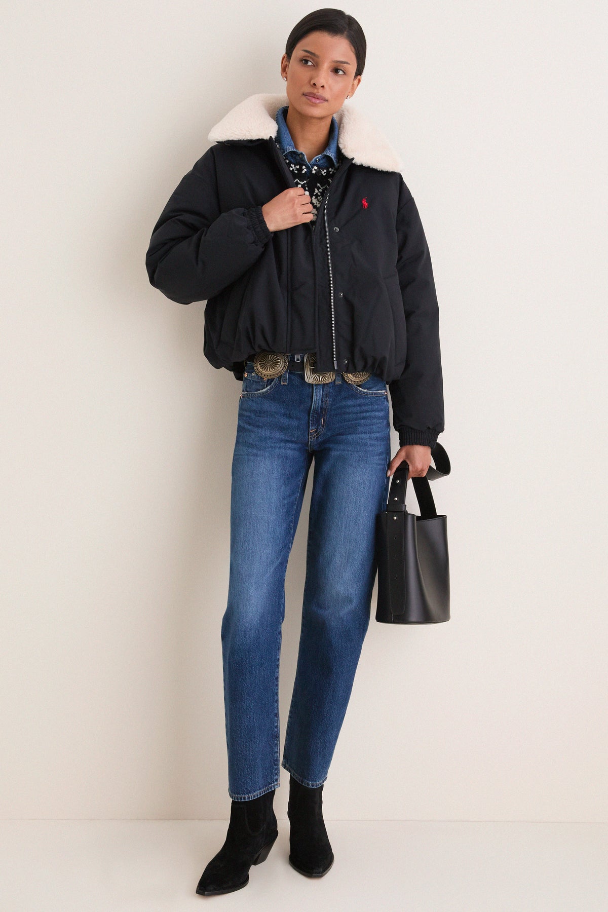 Polo Black Matte Poly Blend Woven Jacket