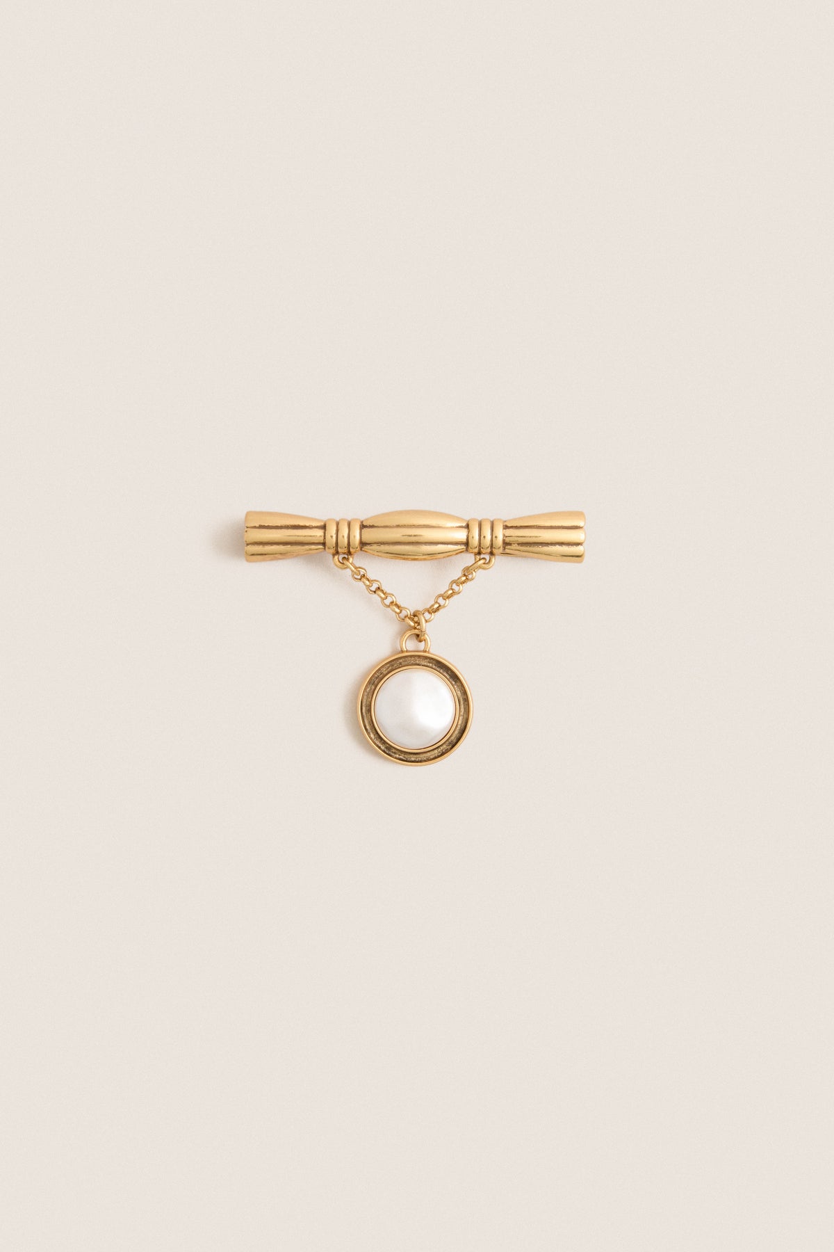 Gold and Pearl Drop Brooch