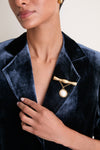 Gold and Pearl Drop Brooch