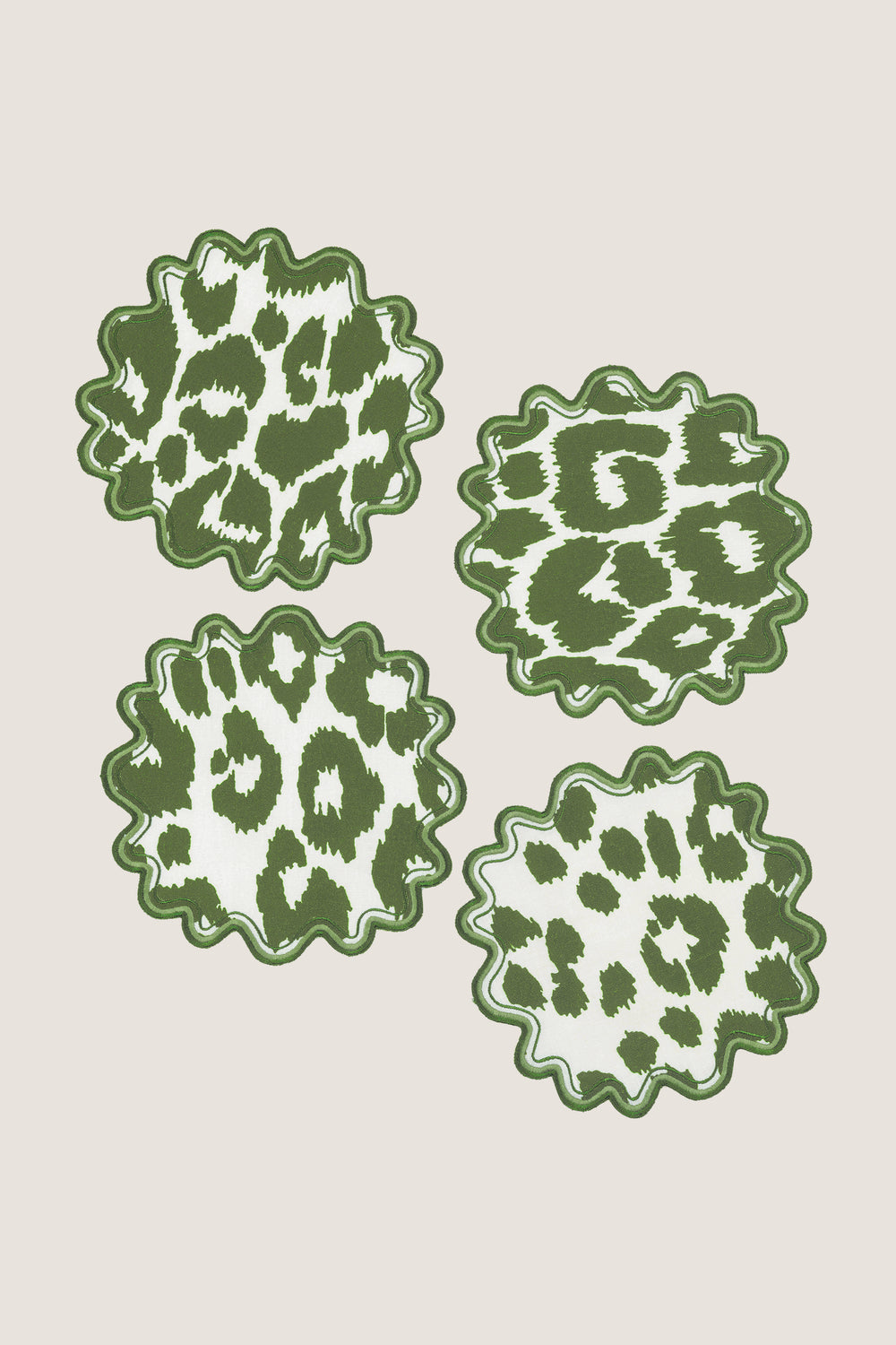 Green Leopard Round Cocktail Napkins (Set of 4)