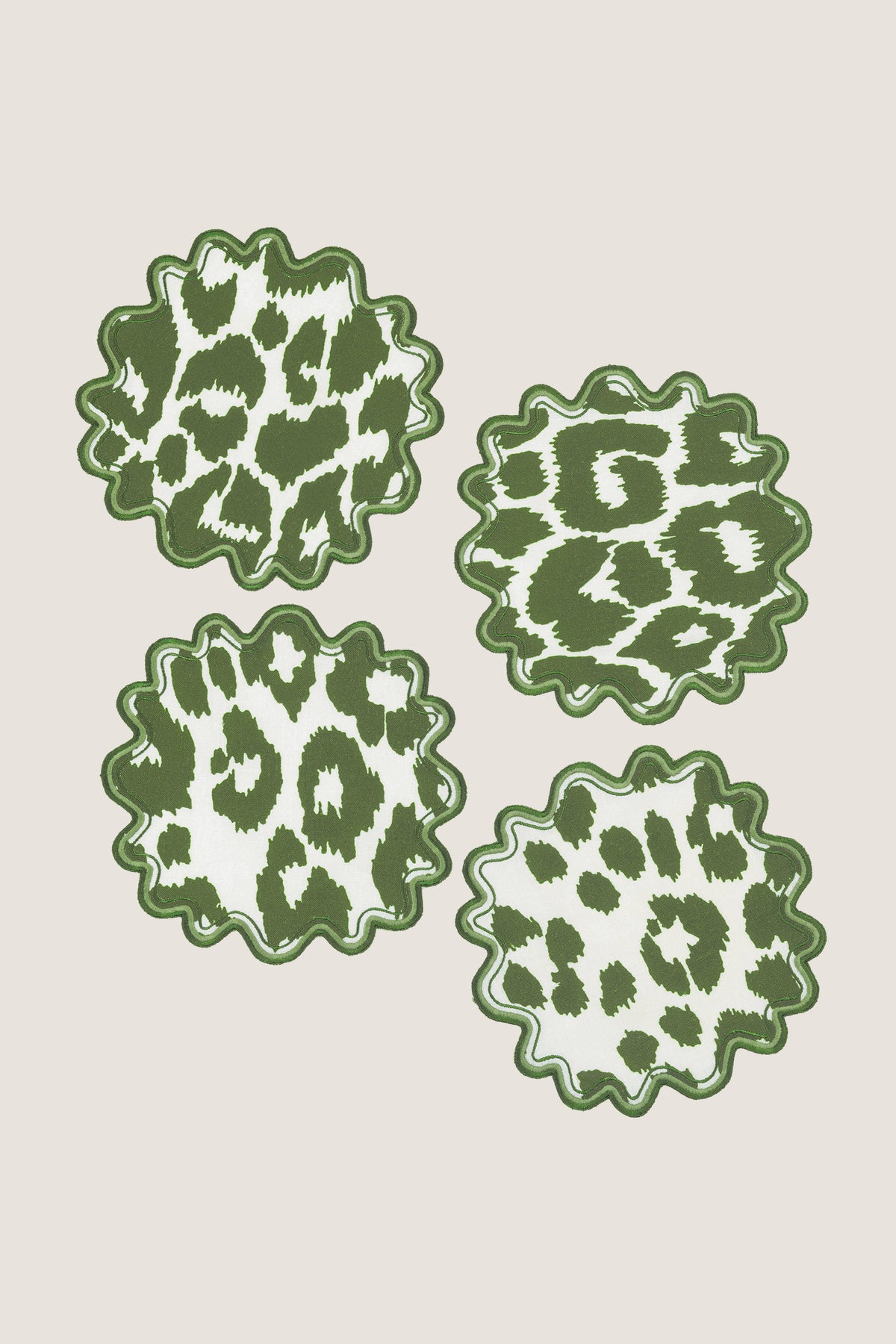 Green Leopard Round Cocktail Napkins (Set of 4)