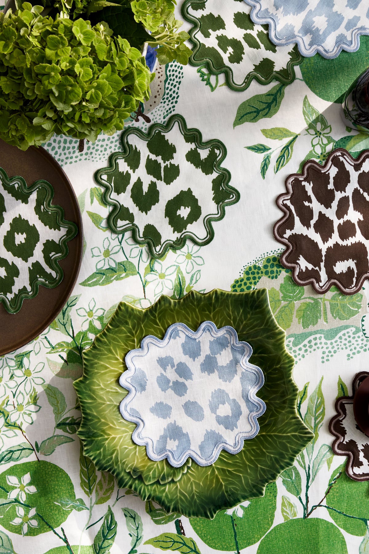 Green Leopard Round Cocktail Napkins (Set of 4)