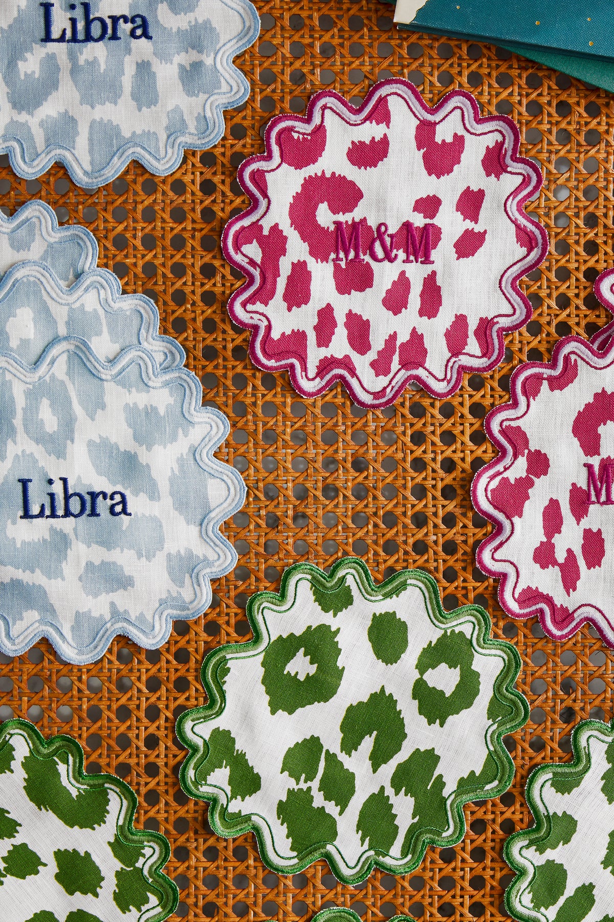 Green Leopard Round Cocktail Napkins (Set of 4)