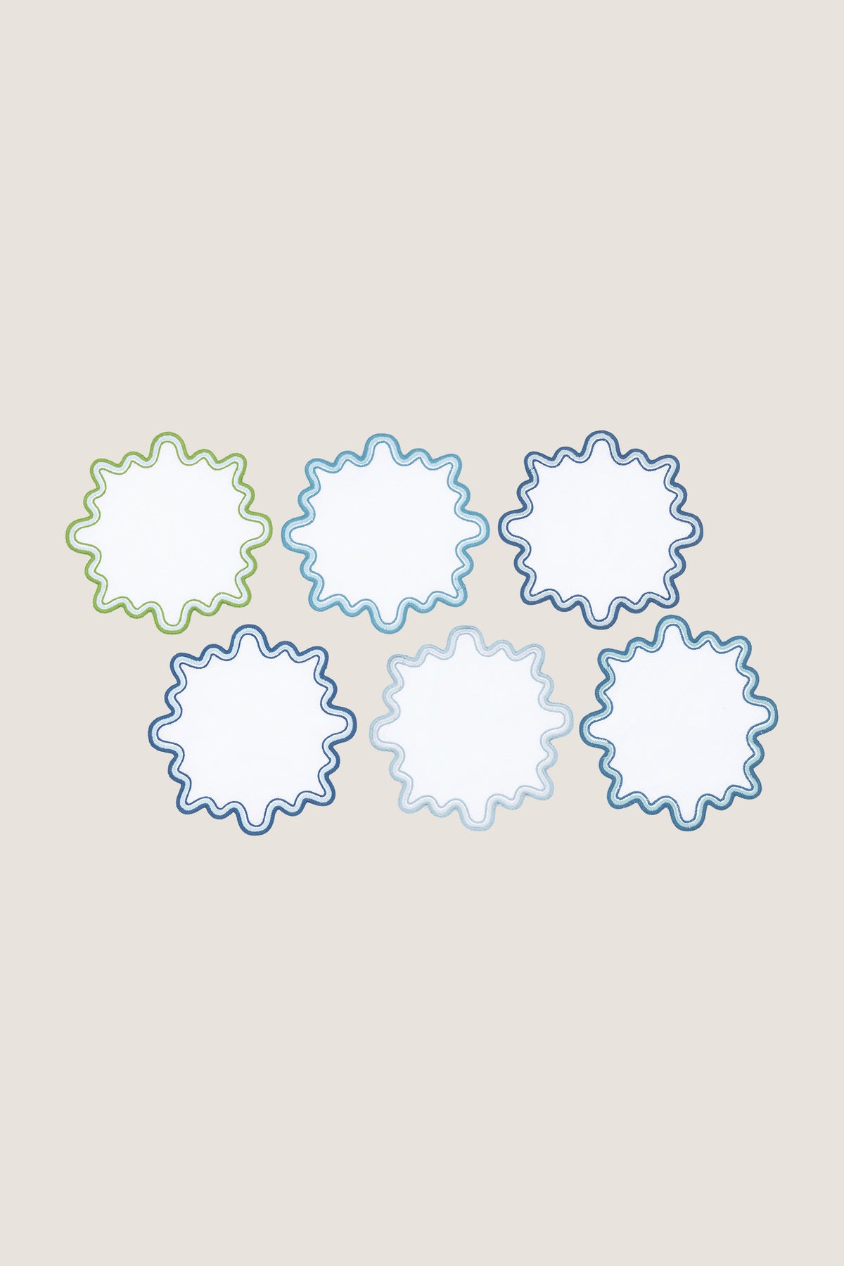 Santorini Wave Round Cocktail Napkins (Set of 6)