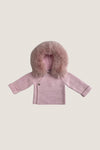 Pink Knit Jacket With Removable Fur