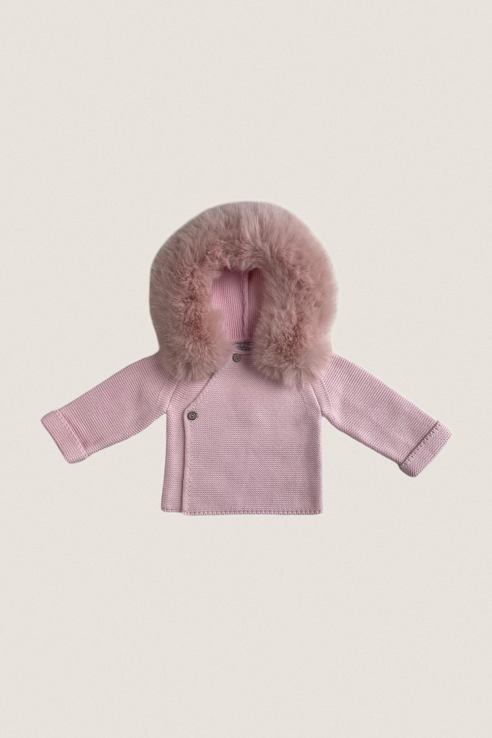 Pink Knit Jacket With Removable Fur