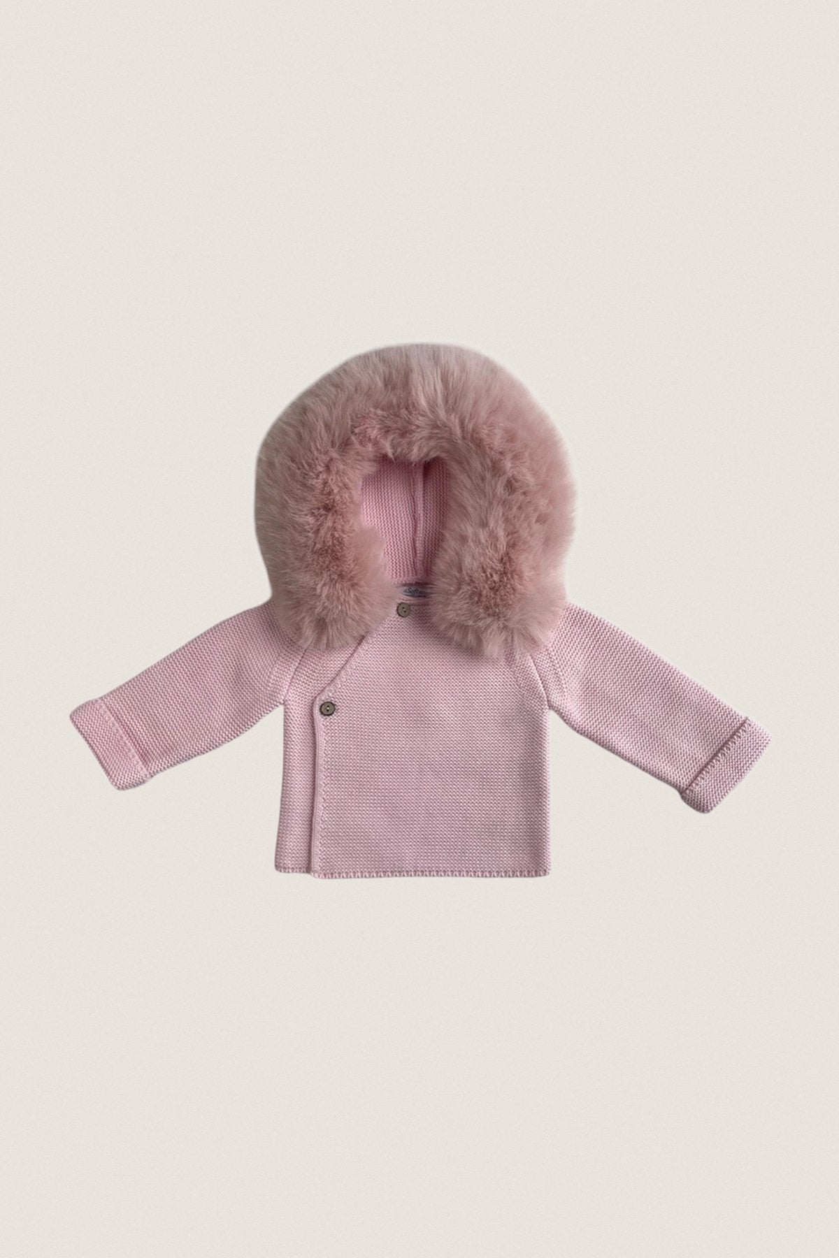Pink Knit Jacket With Removable Fur
