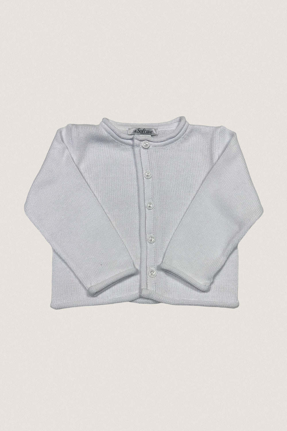 White Rolled Edge Cardigan