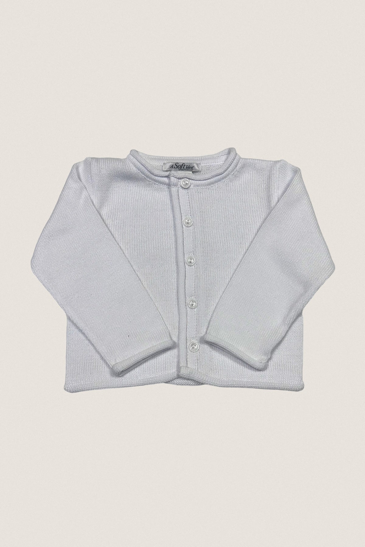 White Rolled Edge Cardigan