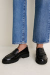 Black Shiny Crinkle Leather Mylee Loafers
