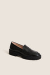 Black Shiny Crinkle Leather Mylee Loafers