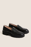 Black Shiny Crinkle Leather Mylee Loafers