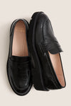 Black Shiny Crinkle Leather Mylee Loafers