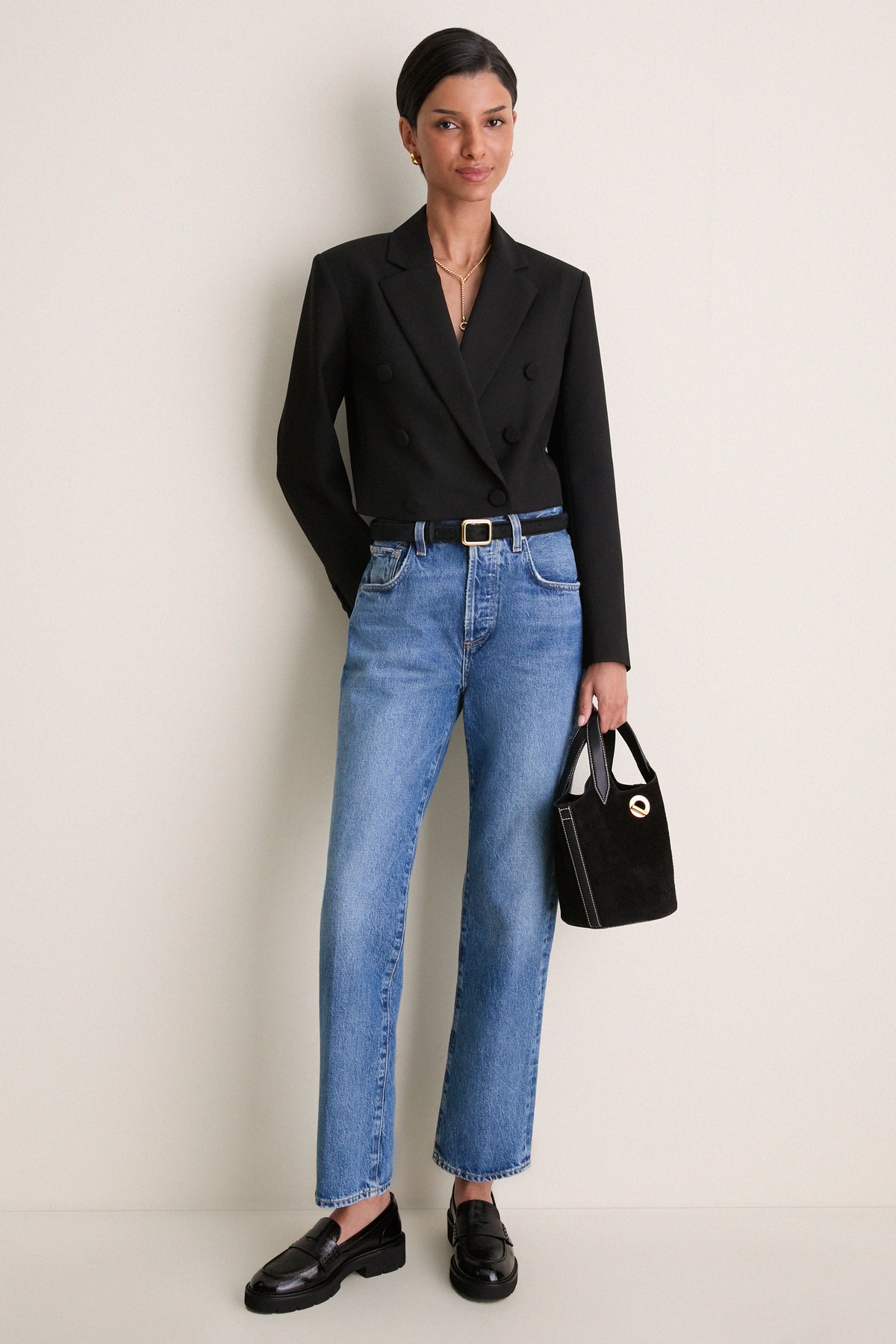Black Shiny Crinkle Leather Mylee Loafers