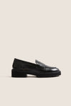Black Shiny Crinkle Leather Mylee Loafers