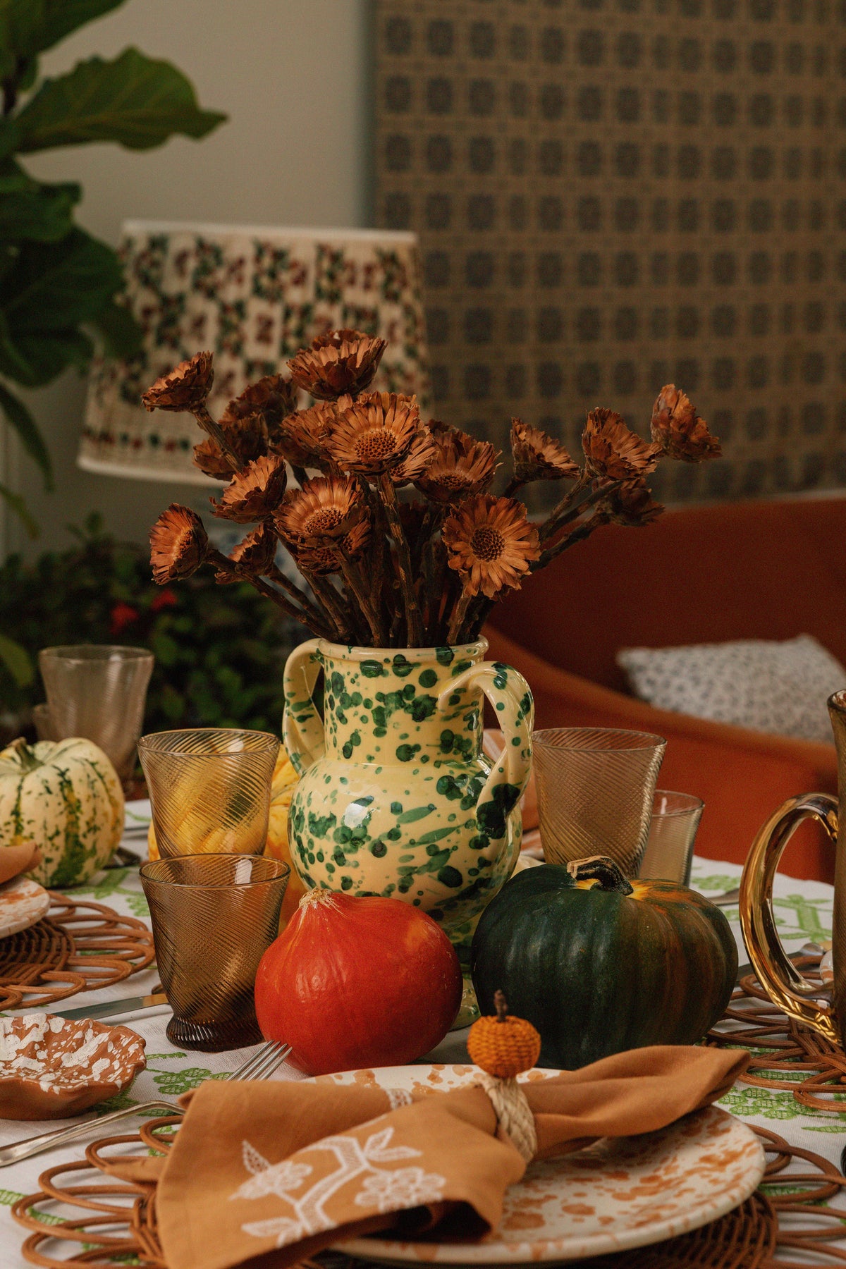 Regular Yellow and Verde Splatter Verona Vase
