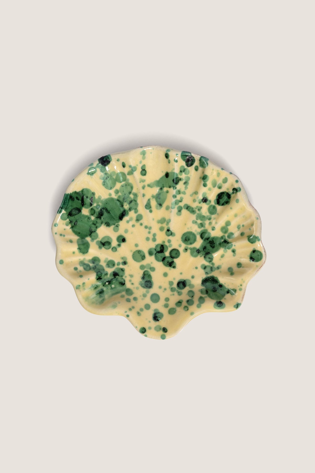 Yellow and Verde Splatter Coquillage Dish