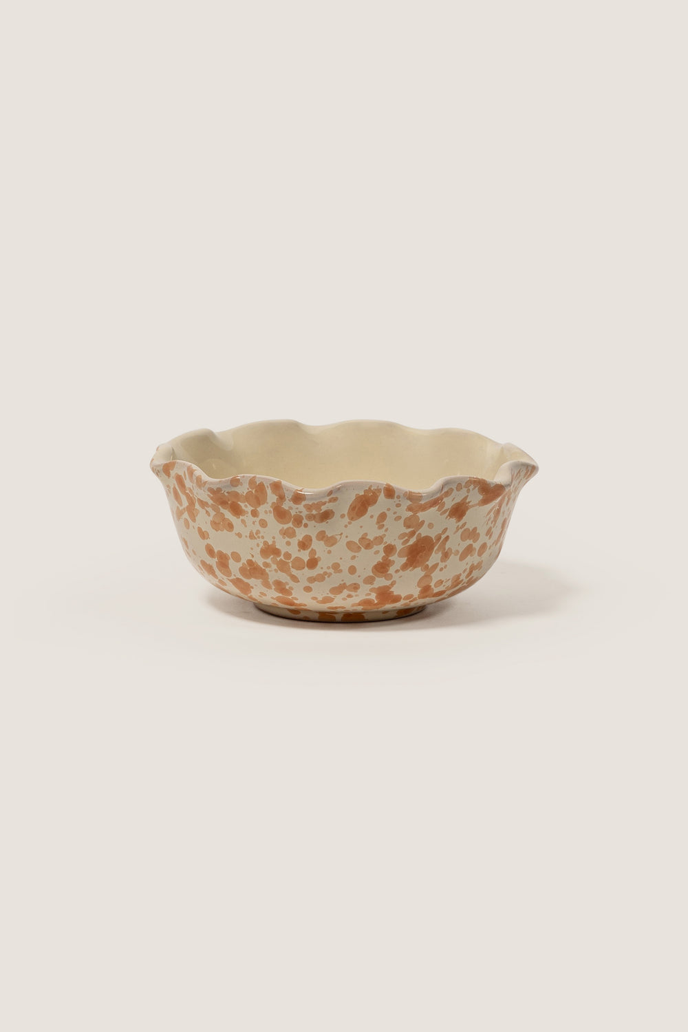 Tan and Ivory Splatter Scallop Dish