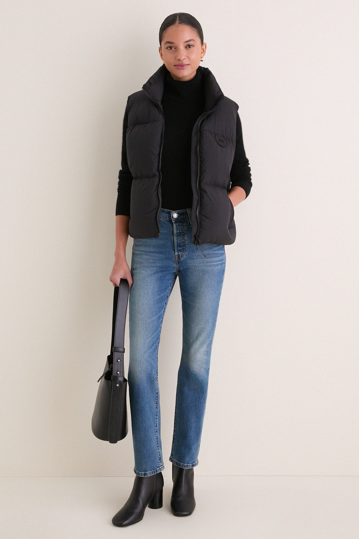 Black Fallon Puffer Vest
