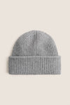 Gray Cashmere Ribbed Beanie