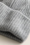 Gray Cashmere Ribbed Beanie