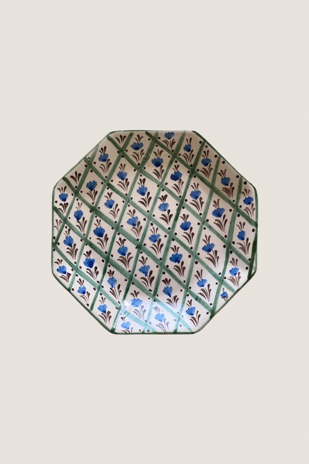 Multi Chita Green Trellis Dessert Plate