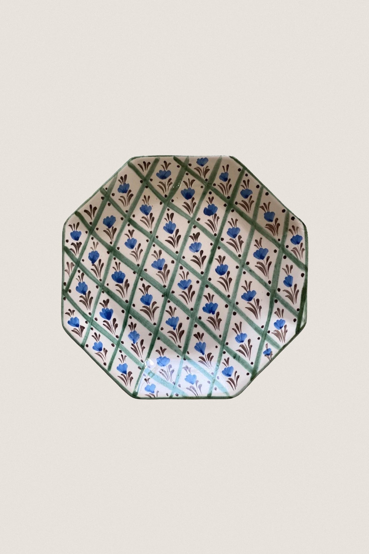 Multi Chita Green Trellis Dessert Plate