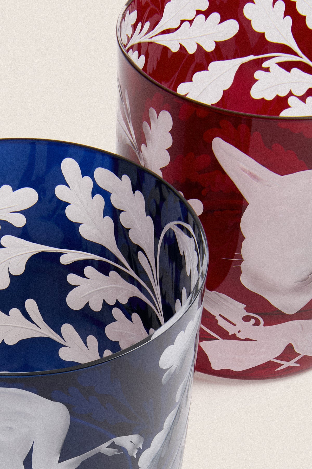 Ink Labrador and Red Fox Double Old Fashioned Glass (Set of 2)