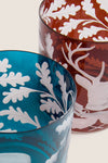 Mahogany Stag and Peacock Duck Double Old Fashioned Glass (Set of 2)