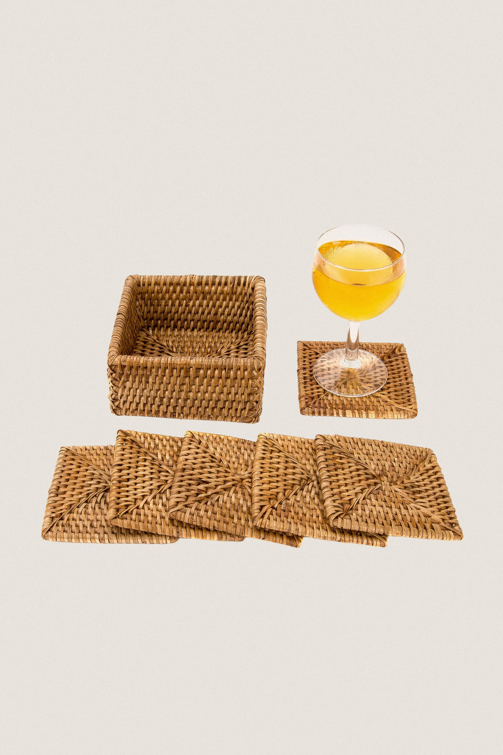 Rattan Square Coaster (Set of 7)